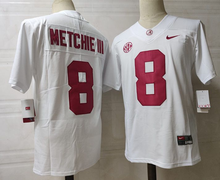 Men Alabama Crimson Tide #8 Metchie iii White 2024 Nike Vapor NCAA Jersey